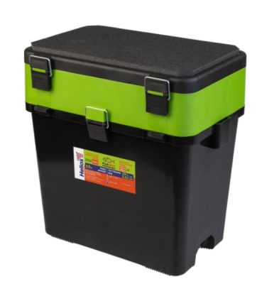 Ящик зимний Helios FishBox двухсекционный зелёный с двумя стаканами 19л