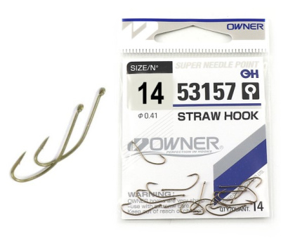 Крючок одинарный Owner Straw Hook W/Eye Brown №14