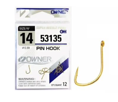 Крючок одинарный Owner Pin Hook Gold №14
