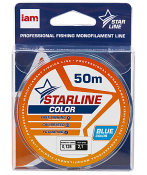 Леска Iam Starline монофильная 50м Blue (0.128мм)